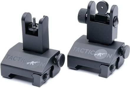 Tacticon Flip Up Iron Sights - Includes Front Sight Adjustment Tool - Rapid Transition Backup Front and Rear Iron Sight BUIS Set Picatinny Rail and Weaver Rail