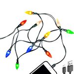 MACLARONX 2 Pack Christmas Light Phone Charger Cord Charging Cable USB-A to Light-ning 55"/10 LED Festive Bulb Cables Compatible with Phone/i 5~13/14 Plus Pro X XR XS Max Mini, Multicolor