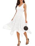 Meetjen Elegant V-Neck Cocktail Dress Formal Irregular Hem Wedding Dresses for Bride Homecoming Dress White M