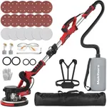 Drywall Sander, Popcorn Ceiling Removal Tool, 1000W Drywall Sander with Vacuum Dust Collector, 6 Variable Speed 500-2000rpm, 18pcs Sanding Discs, Led Light, Foldable & Extendable Handle