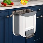 ANKEPEEC Folding Hanging Trash Bin for Kitchen Counter, 2.6 Gallon 10L Food Waste Rubbish Dustbin for Under Sink Door Wall Mounted, Collapsible Bin Garbage Can for Bathroom, Camping, Bedroom White