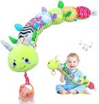 Infinno Baby Musical Stuffed Sensory Toys for Girls and Boys, Infant Soft Security Toys for Newborns 0-3-6-12 Months with Crinkle and Rattles, Caterpillar, Green