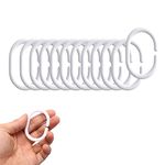 Shower Curtain Hooks, 14 PCS White Curtain Rings Plastic, C-Shaped Shower Plastic Curtain Hook, Shower Curtain Rings for Shower Room Rails, Bathroom Curtains, Windows Rod