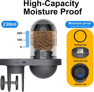 Wolmds WiFi Automatic Fish Feeder with HD Camera – App Control, 230ml, Dark Grey