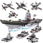 Warship Building Blocks Aircraft Carrier Fleet, Sea Air Defense Guard Military Naval Ship Construction Bricks Toy for Kids Boys 6-12 Years, 1320 Pcs