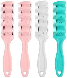 Glamlily 4 Pack Hair Thinning Comb Set, Razor Combs for Women (Assorted Colors, 7.1x1.2 inches)