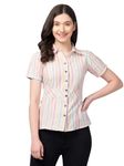 ZUVINO Formal Regular Fit Shirt Top For Women, Casual Office Wear, Summer Cotton Tops, Plus Size Tops For Women. (Large, Pearl)