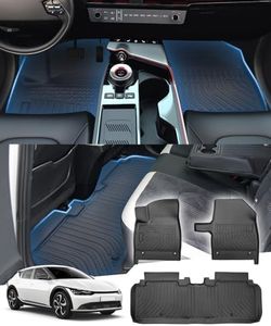 Sunsdrew Floor Mats for 2022 2023 2024 KIA EV6 GT/GT-Line TPE Trunk Liners Mat All Weather Odorless Anti-Slip Floor Liners 1st&2nd Row Full Set Car Trunk Mats for KIA EV6 Accessories