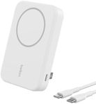 Belkin BoostCharge Pro Wireless Power Bank 8000Mah Qi2, MagSafe Compatible, Built-in Pop-up Kickstand - Compatible for iPhone 16/15/14/13 Series and More - White