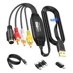 avedio links VHS to Digital Converter, USB 2.0 Video Capture Card Device for Analog to Digital 1080P, RCA AV Composite to USB Adapter to Convert VHS VCR Tapes DVD to Digital on Windows Mac OS