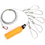 Fish Stringer with 5 Stainless Steel Locking Movable Buckle and Stainless Steel Ropes Fishing Lock Cable Accessory