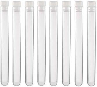 uxcell 30 Pcs Plastic Test Tubes with Cap, Polystyrene Mini Test Tube, White, 16x150mm, Storage Container for beads Sample Laboratory