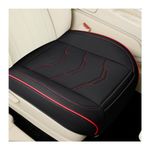 Gasedin Bottom Car Seat Cover, Anti-Slip Breathable Comfy Leather Front Seat Cushion Protector, Fully Wrapped Auto Bottom Seat Cover with Storage Pocket, Practical Car Accessories (Black&Red)