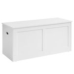 VASAGLE Storage Chest, Storage Bench, Blanket Box with 2 Safety Hinges, Shoe Storage Bench, 40 x 100 x 46.5 cm, for Hallway, Bedroom, Living Room, Cloud White LSB164W01