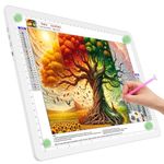 TOHETO A4 Light Board for Diamond Painting, Super Bright Magnetic Light Pad with Side Buttons, Lightbox for Tracing and Drawing, Corded Light Table for Sketching, Animation, Weeding Vinyl (White)