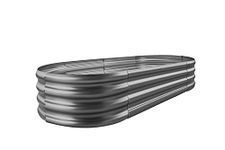 Land Guard 6×3×1 ft Galvanized Raised Garden Bed Kit， Raised Garden Boxes Outdoor, Oval Metal Raised Garden Beds for Vegetables, Flowers, Herbs（Grey）……