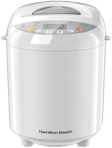 Hamilton Beach Breadmaker, Quick Bake, 19 Programmes, 3 Loaf Sizes, Gluten-Free, Whole Wheat, Jam & Pizza Dough, 15 Hour Timer, Adjustable Crust Control, Keep Warm Function, White - HB8103BMW