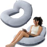 INSEN Reading Pillow, Back Pillow for Sitting in Bed for Reading, Nurse & Relax, Reading Pillow for Adults, Moms & Kids, Sit Up Pillow for Bed (Dot Velvet-Grey, Basic)