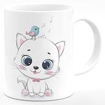 CHHAAP Cat 3D Design Hd Printed Microwave Safe Ceramic Coffee Mug Suitable Gift for Friend | Brother | Sister | Boyfriend | Girlfriend | Boys | Girls | Kids | Cousin (350 ml, White)