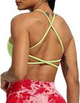 Aoxjox Women's Workout Sports Bras Fitness Backless Padded Ivy Low Impact Bra Yoga Crop Tank Top, Paradise Green, X-Small