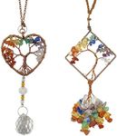 AFUNTA Tree of Life Car Hanging Ornament Crystal Suncatcher Window Pendant (7 Chakras)