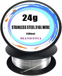 MIANDTOYA Stainless Steel 316L Wire, 24G Gauge 110Feet Soft DIY Hand Metal Thin for Crafts Bailing Sculpting Jewelry Making Findings Floral Beading Trapping Picture Hanging