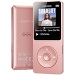 AGPTEK A02X 32GB MP3 Player with Bluetooth 5.3, 1.8 inch Screen Portable Music Player with Speaker, FM Radio, Voice Recorder, Supports Expanded Up to 128GB, Rose Gold