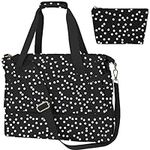 Leaper Sports Duffel Bag with USB Charging Port, Travel Duffle Bag Weekender Overnight Bag, Gym Bag for Women with Wet Pocket and Shoes Compartment, Yoga Crossbody Bag Handbag Polka Dot