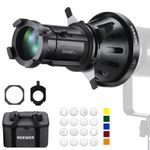 NEEWER Spotlight Snoot with 20° Projection Lens, Adjustable Focus, 16 Metal Gobos 5 Color Gels, Bag, Conical Snoot for Bowens Mount LED Continuous Output Lighting Studio Video Light Up to 300W, LS-39