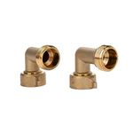 Camco 90-Degree Hose Elbow for RVs — Solid Brass Construction— Certified Lead-Free — Features Convenient Easy Grip Connector — for RV Water Hoses, Residential Outdoor Faucets, & More — 2-Pack (22507)