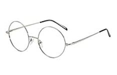 SOOLALA Cool Retro Round Metal Frame Spring Hinged Reading Glasses for men and Women, Silver, 2.75D