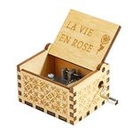 EITHEO Wooden Antique Carved Hand Crank Brown La Vie En Rose Theme Music Box, Child