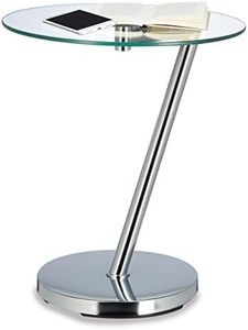 Relaxdays Table d’appoint ronde verre clair table café console table basse HxlxP: 52 x 45 x 45 cm, argenté
