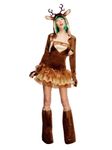 Smiffys Fever Reindeer Costume, Tutu Dress, Brown with Detachable Clear Straps, Jacket & Bootcovers, Fever Fancy Dress, Adult Dress Up Costumes