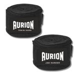 Aurion 4.5 Meter Boxing Hand Wraps (180 Inch) | Professional Elastic Polyester-Cotton Handwrap for Boxing, MMA, Muay Thai & Heavy Bag | Durable Wrist & Knuckle Protection | Black (Pair)