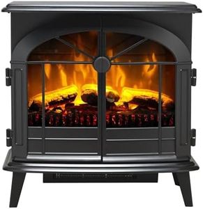 Dimplex Leckford Optiflame Electric Stove, Large Black Freestanding Electric Fireplace with LED Flame Effect, 2kW Adjustable Heater, Artificial Log or Coal Fuel Beds and Remote Control