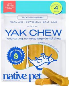 Native Pet Yaks Chews - Long-Lasting Yak Cheese Himalayan Dog Chews - All Natural Dental Chews for Dogs Made with Yak Cheese for Aggressive Chewers - 10 Yak Chews for Large Dogs