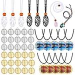 46 Pieces Necklace Cord Empty Stone Holder Spiral Bead Cages Pendant Adjustable Necklace Crystal Holder Jewelry Crystal Cage Pendant Gold Silver Spiral Gemstone Holder for Jewelry Making DIY Craft