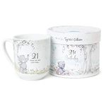 Me to You Tatty Teddy 21st Birthday Ceramic Mug in a Gift Box - Official Collection, Blue,grey,silver