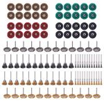 AOKLIT 112 Piece Rust Removal Brush Set,Contains 40 Pcs Buffing Wheel Set & 72 Pcs Wire Brushes Set,for 1/8" Shank for Rotary Tools Accessories Polish Clean Tools