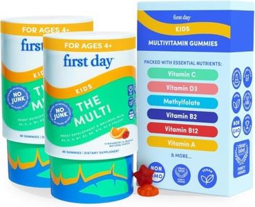 FIRST DAY Kids Multivitamin Gummies Age 4+, Strawberry & Orange - Kids Vitamins Multivitamin Gummy A C D3 K2 B1 B2 B6 B12 Folate, Immunity & Brain Function, Vegan - 60 Day Supply, Packaging May Vary