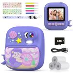 TIATUA Kids Camera Instant Print, 2.4’‘ Instant Print Camera Toy for 3-14 Year Old, 1080P HD Digital Camera with 32G Card & Print Photo Paper Birthday Gifts for Girl Boys