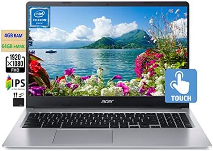 acer 2023 Chromebook 15.6" FHD 1080p IPS Touchscreen Light Computer Laptop, Due-core Intel Celeron N4020, 4GB RAM, 64GB eMMC, HD Webcam, WiFi 5, 12+ Hours Battery, Chrome OS, w/Marxsolcables