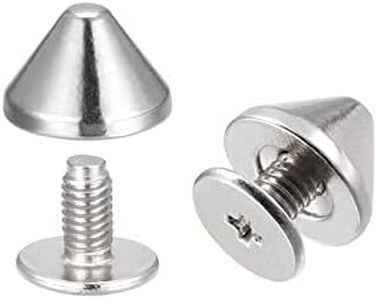 uxcell 9x6mm Screw Back Rivets, 50 Sets Solid Leather Studs Spike for DIY Silver Tone