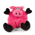 goDog Checkers Just for Me Sitting Pig Squeaky Plush Dog Toy, Chew Guard Technology - Pink, Mini