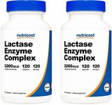 Nutricost Lactase Enzyme Complex 3,000 FCC ALU, 120 Veggie Capsules - Non-GMO, Gluten Free, 120 Servings (2 Bottles)