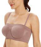 Lemorosy Women's Seamless Bandeau Underwire Strapless Bralette Non Padded Tube Top Bra(XL, Mocha)