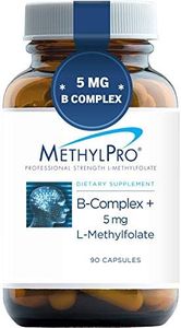 MethylPro B-Complex + 5mg L-Methylfolate 90 Capsules - Professional Strength Active Folate for Energy + Mood Support with Methyl B12 + B6 as P-5-P, Non-GMO + Gluten-Free