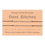 YELUWA 2PCS Best Bitches Morse Code Bracelets for Women Girls Best Friend Sister Couple Boyfriend Girlfriend Husband Wife BFF Family Distance Matching Relationship Unique Funny Gifts for Valentine