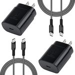 Super Fast Type C Charger, 2-Pack PD 25W USB-C Wall Charger and 6.6ft USB C Fast Charging Nnylon Braided Cable for Samsung Galaxy S24/S23/S22/S21+/S21 Ultra/S20/S20 FE/S10/S9/S8/Note 20/10/9/A55